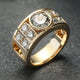 Vintage Inlaid Square & Rounded Glass Gold Ring