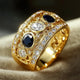Vintage Golden Zirconia Black Crystal Ring